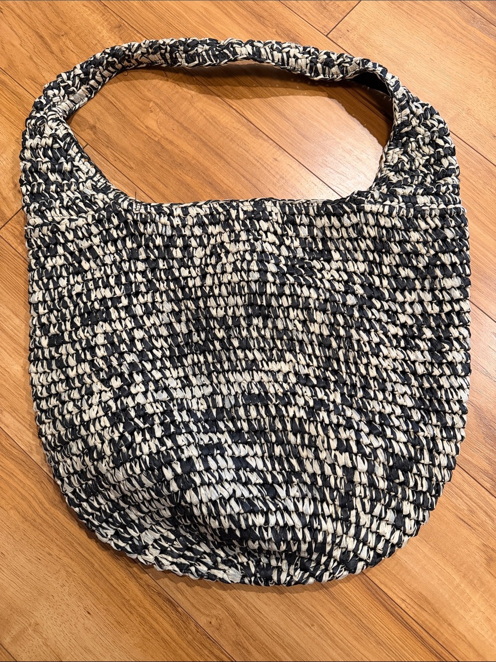 Banana Republic Woven Black and Cream Shoulder Tote NWOT
